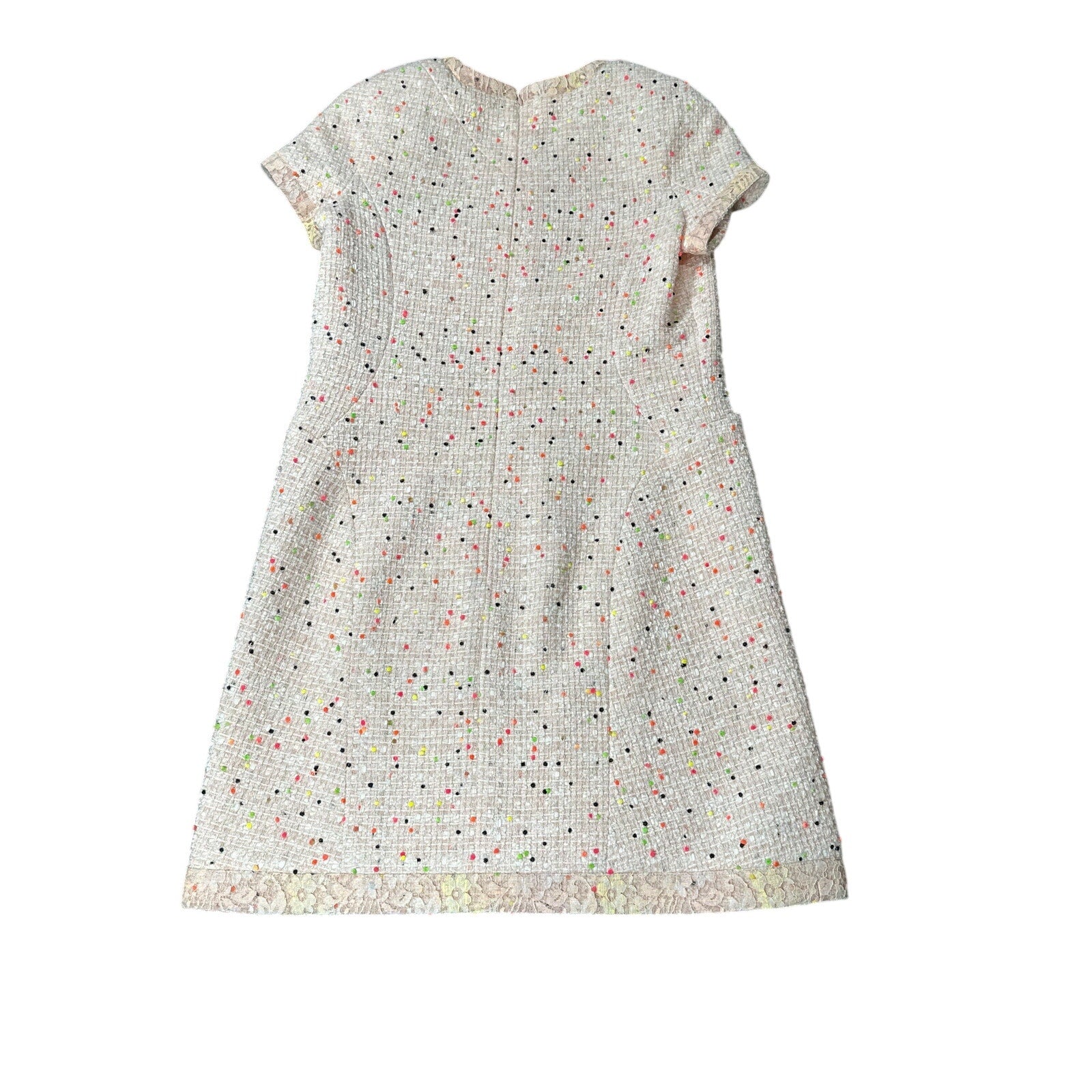 Chanel Tweed Short Sleeve Dress Nude Pink Multicolor Size 42