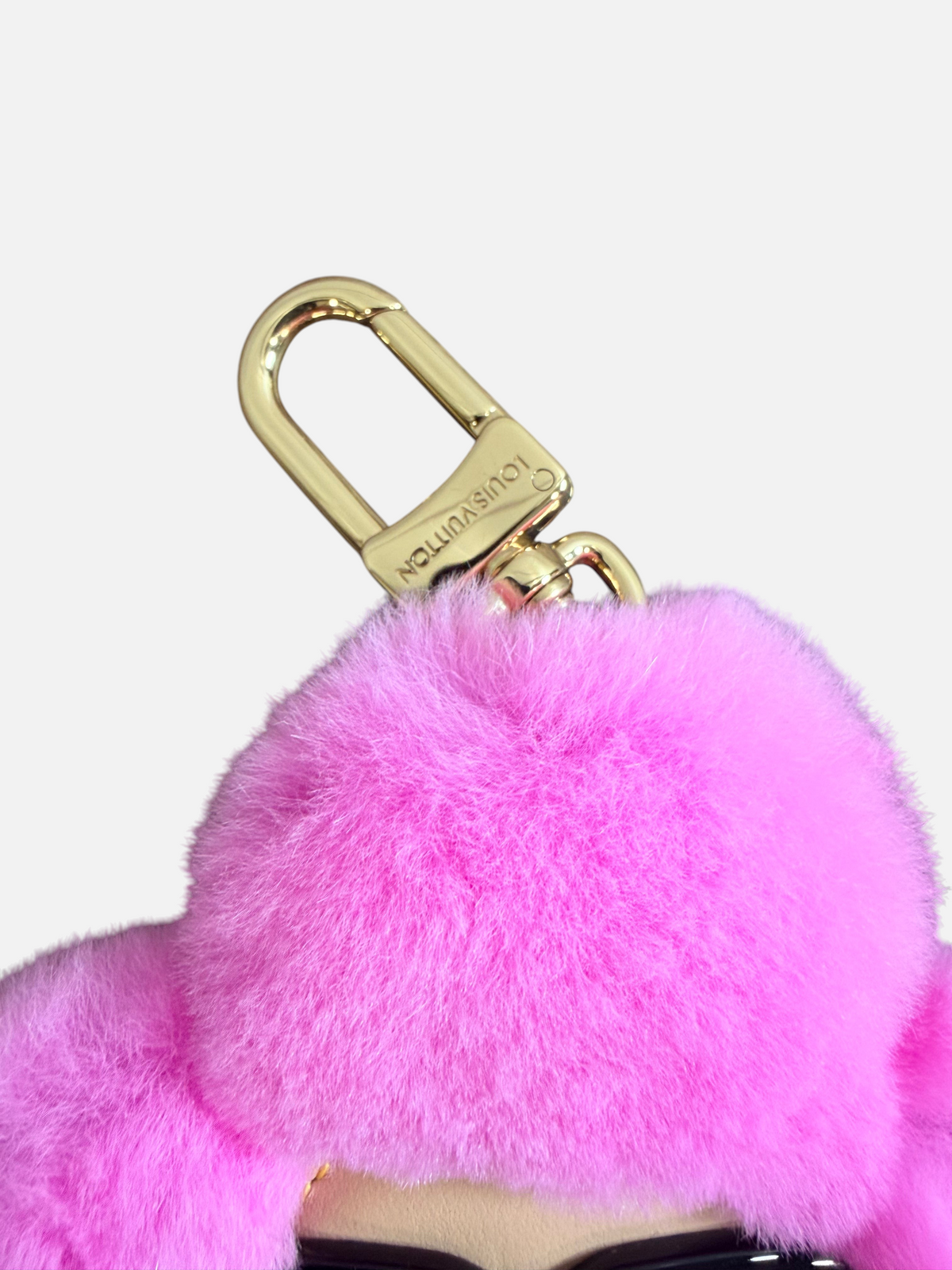 CURATED by Kira Louis Vuitton Vivienne Fashionista yoga bag charm in pink mink fur with gold-toned snap hook