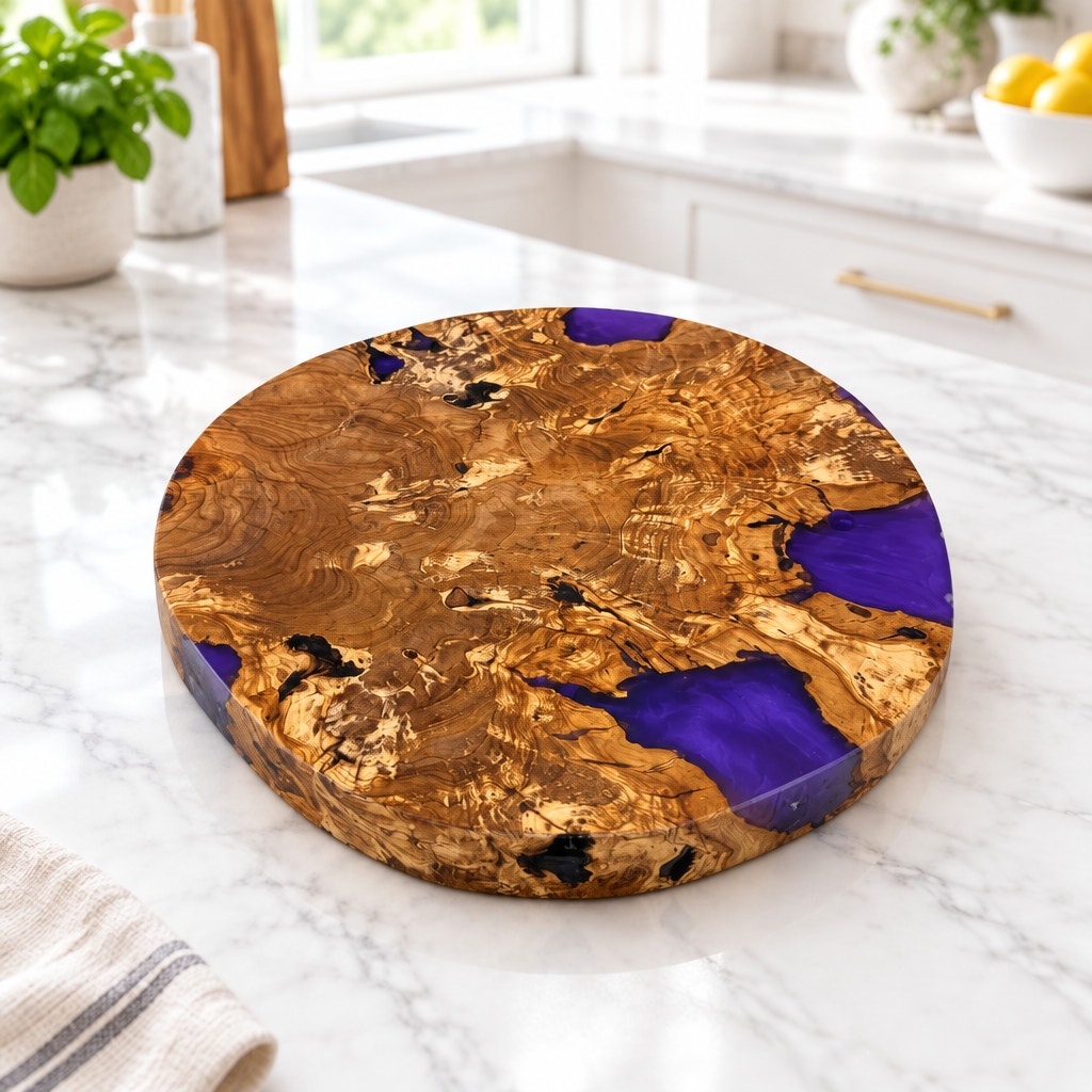 Olivewood Purple Epoxy Charcuterie Board, 11.5x2 Inch, Hand Crafted, One of a Kind, SKU 1557