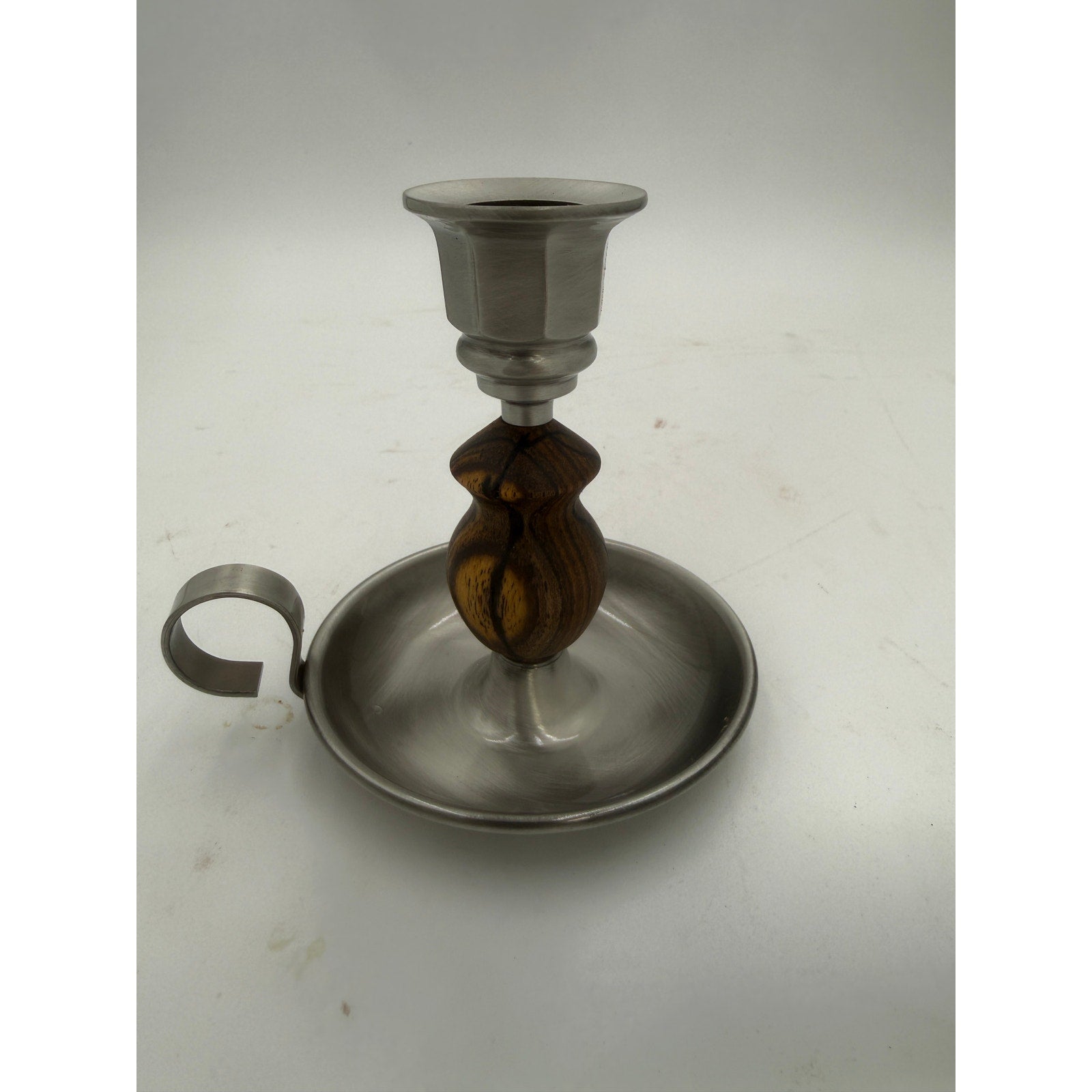 Hand Turned Wood Candle Holder, Brushed Satin Finish, 4 x 4 Inch, Hand Crafted