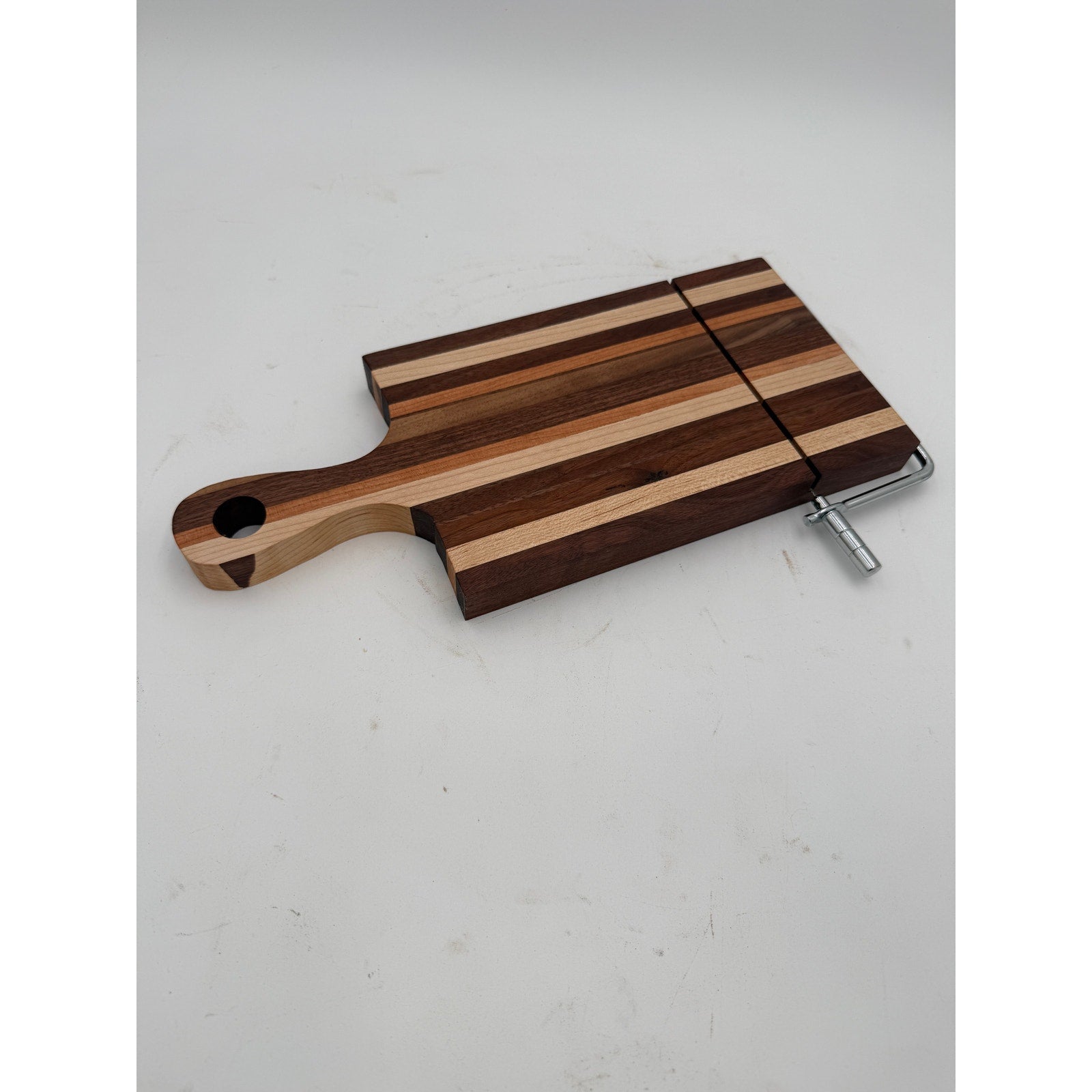Handcrafted Laminated Hardwood Cheese Cutter, 14x6 Board, Stainless Steel, Replaceable Wire