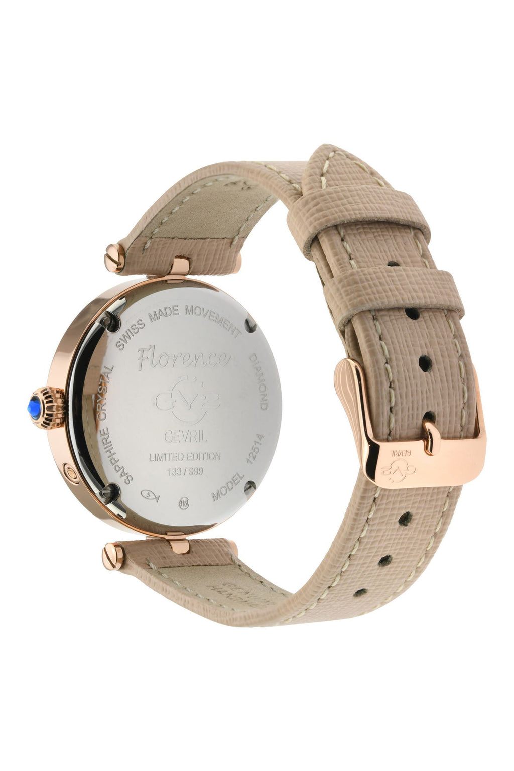 Florence Mother of Pearl Dial Diamond Leather Strap Watch, 36mm - 0.009ct.