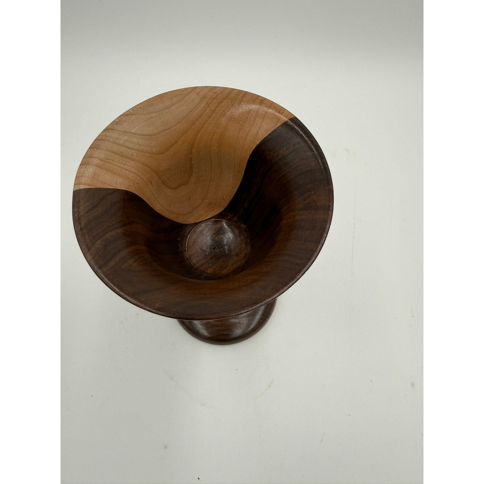 Hand Turned Walnut and Maple Wood Goblet, 9x5 size, handmade chalice, functional art, decorative accent, food safe finish