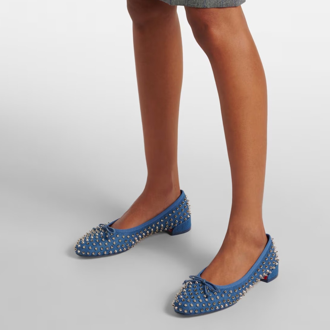 Christian Louboutin Sweetie Jane Spikes Denim Ballet Flats 40.5 NIB
