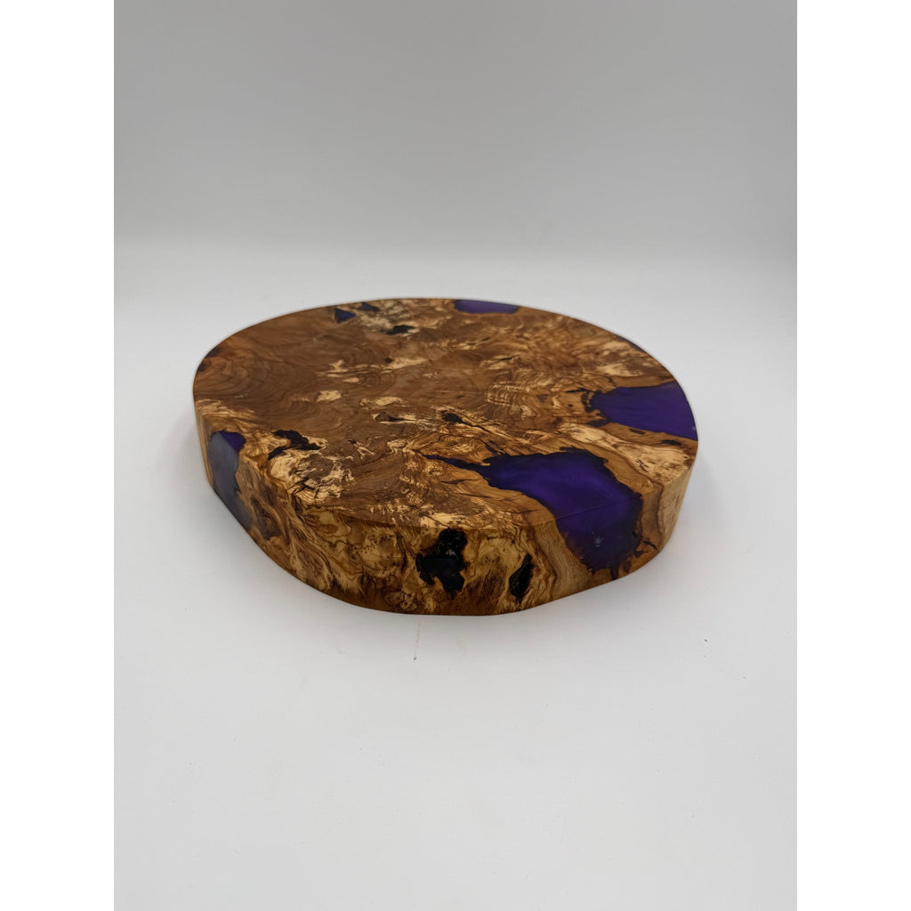 Olivewood Purple Epoxy Charcuterie Board, 11.5x2 Inch, Hand Crafted, One of a Kind, SKU 1557