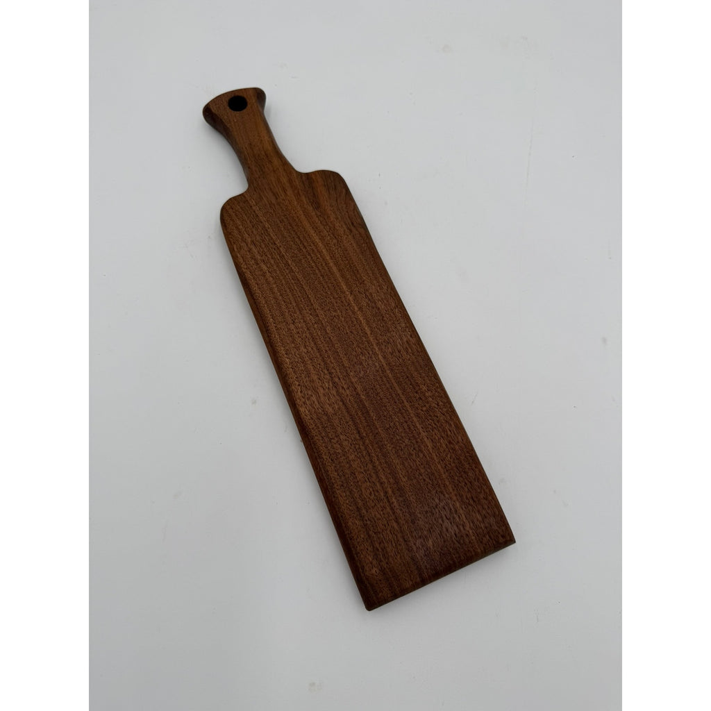 Walnut Charcuterie Board with Handle, 14.25 x 3.75 x .75, food safe finish, slim serving paddle, decorative kitchen gift