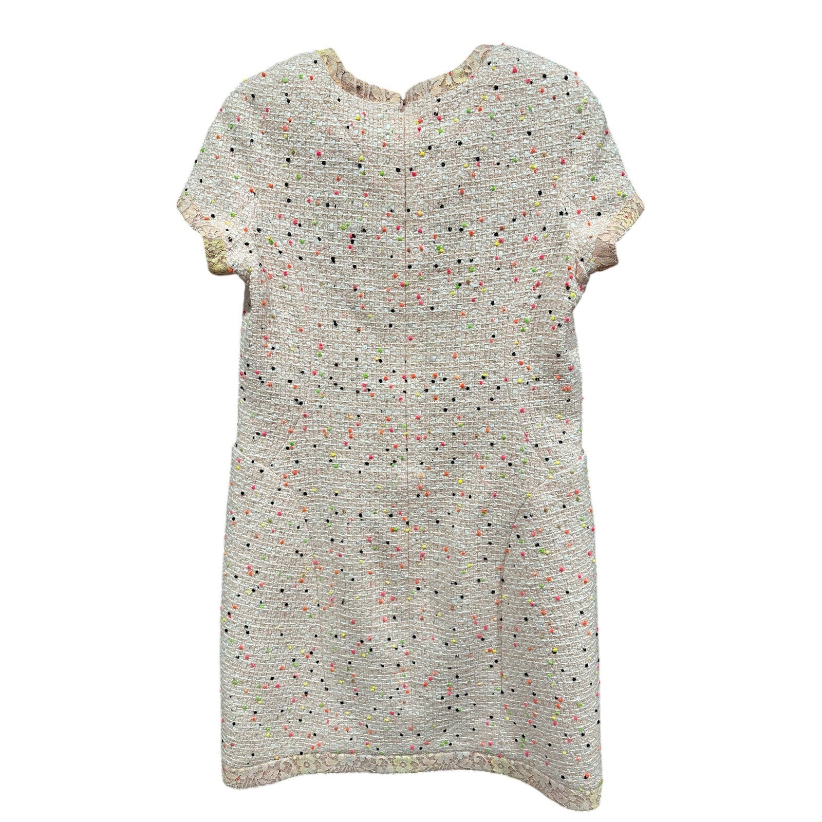 Chanel Tweed Short Sleeve Dress Nude Pink Multicolor Size 42