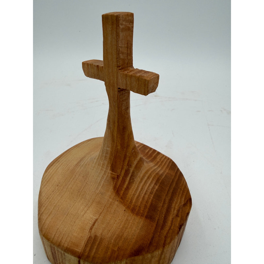 Handcrafted Honey Locust Wooden Cross Statue, solid wood, small tabletop decor, rustic log cross, handmade gift