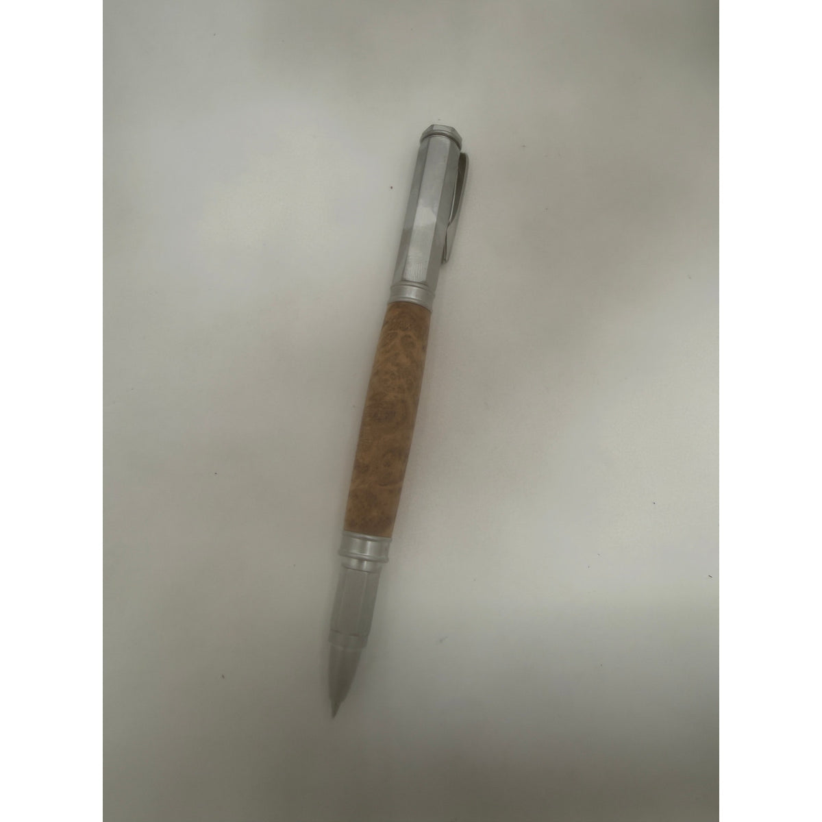 Vertex Fountain Pen in Spalted Tamarind, Hand Turned Barrel, Ink Pump, Cartridge, SKU 1469