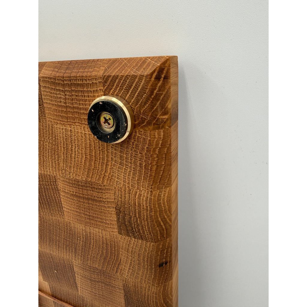 White Oak End Grain Cutting Board 15.75x10.25x1.5, hardwood butcher block, knife friendly, beauty and utility, juice-groove optional, hand-f