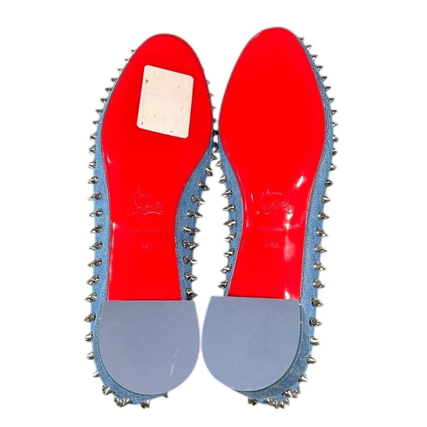 Christian Louboutin Sweetie Jane Spikes Denim Ballet Flats 40.5 NIB