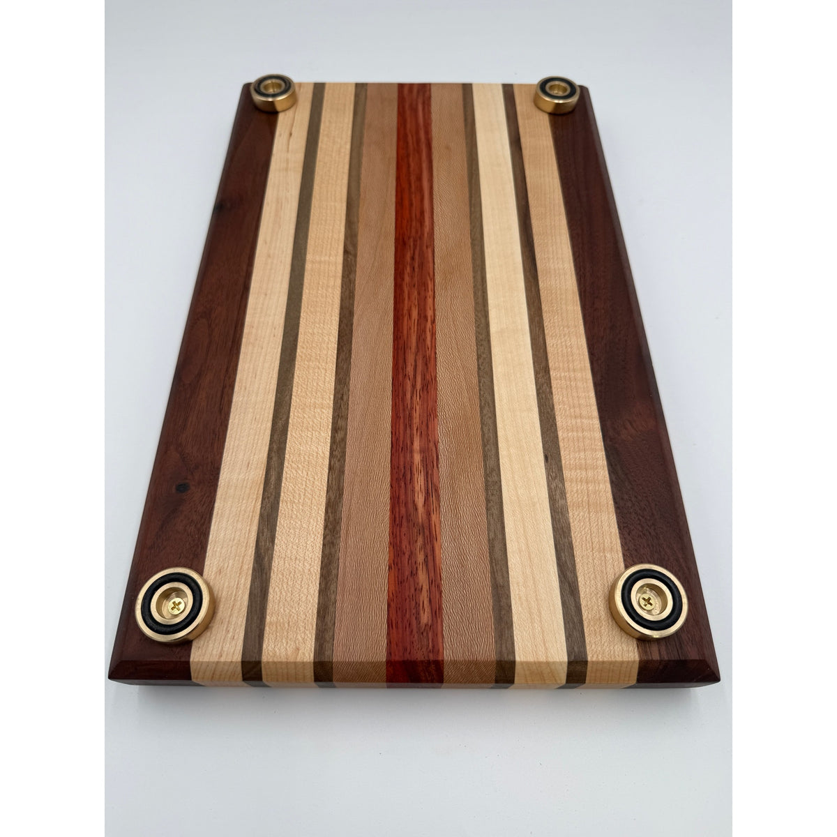Handcrafted Edge Grain Cutting Board, Walnut Maple Sycamore Padauk, 15.5 x 9.75 x 1.5, SKU 1479