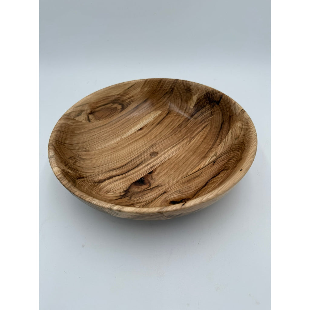 Hand Turned Hickory Wood Serving Bowl, 11.5 x 3, food safe finish, rustic kitchen decor, handmade functional