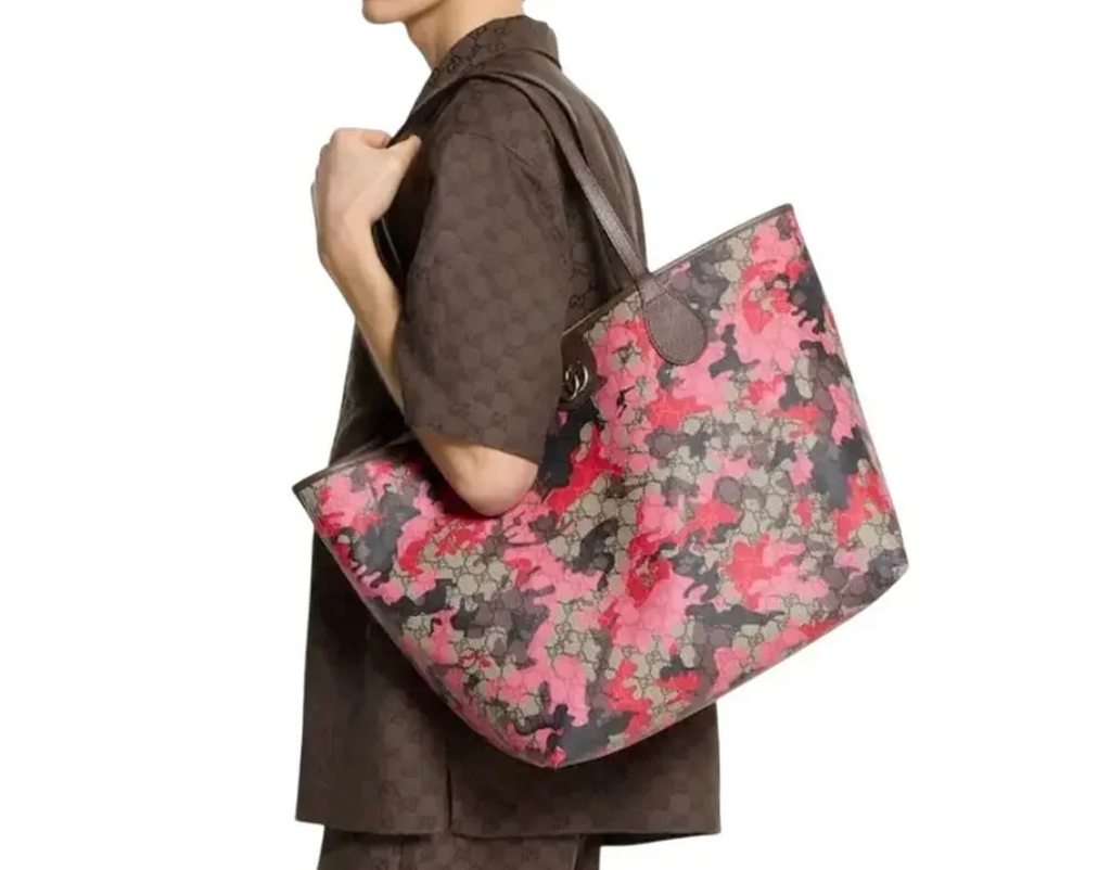 7002 - Gucci GG Camo Shopper Tote Red/Pink - NWT