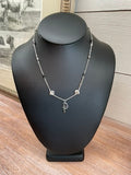 Dior Necklace - Shells Crystals & Trotter Drop Charm Silver