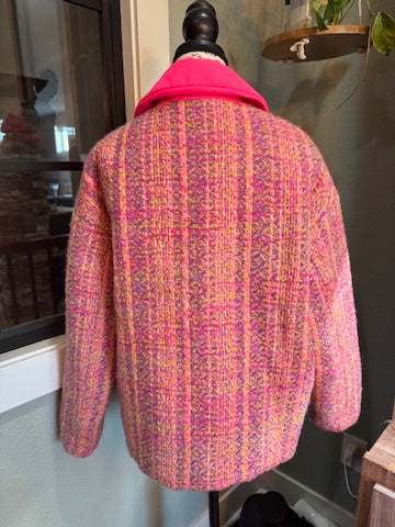 Prada Pink Tweed Puffer Jacket - Size 36