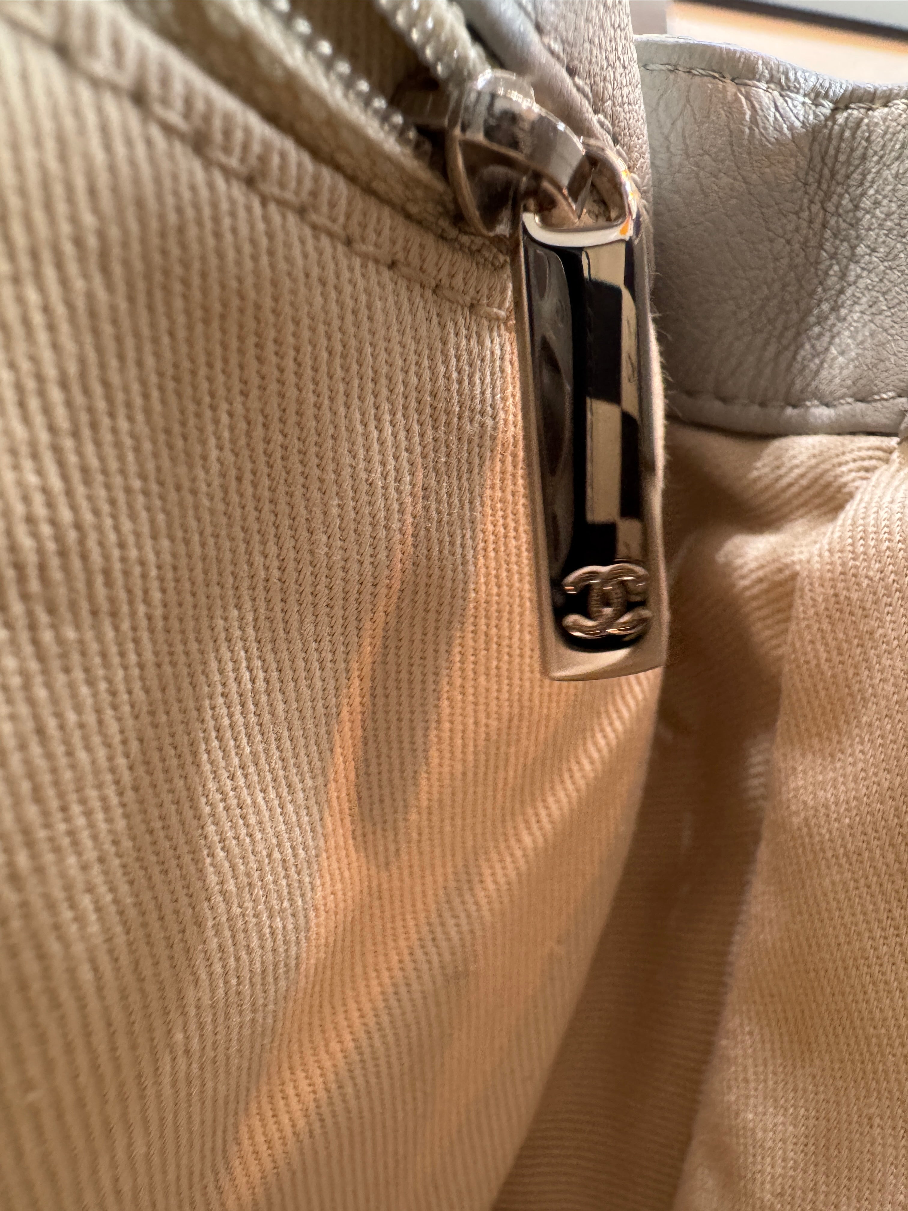 Chanel Single Flap Accordion - Light Gray with Silver Hardware