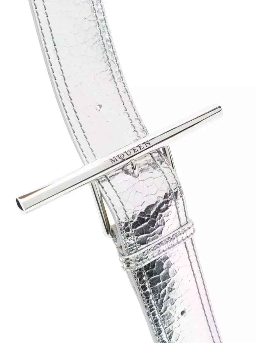 6590 - Alexander McQueen T-Bar Sling Bag Silver NWT