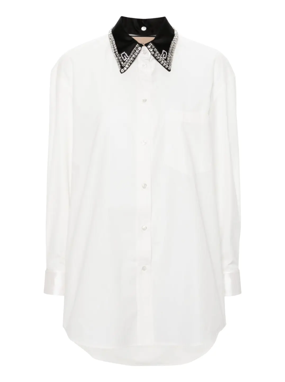 4468 - Gucci Crystal Embellished Collar Cotton Poplin Shirt - Size 40 - NWT - Retail $3500