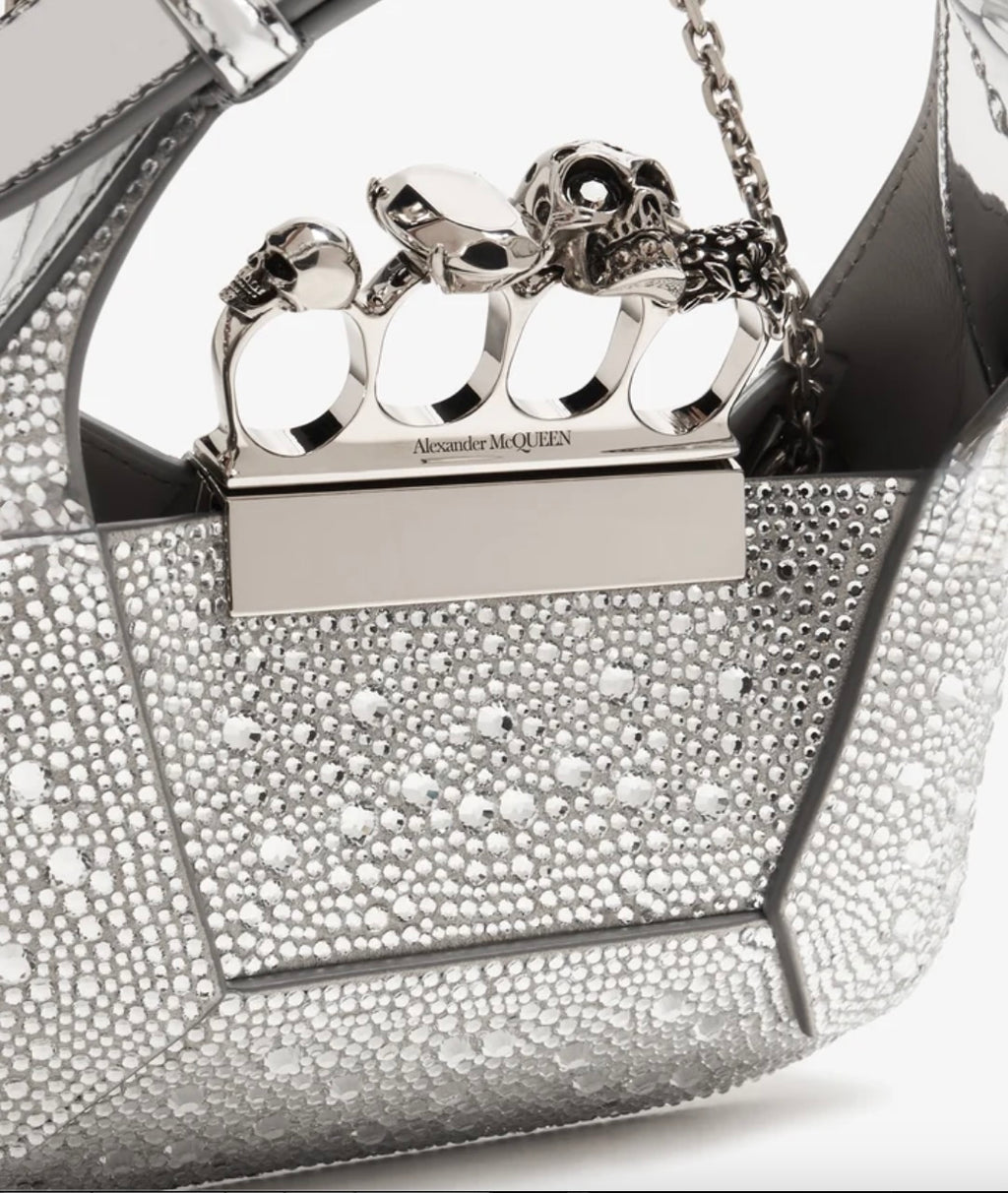 6993 - Alexander McQueen Jewelled Mini Hobo - Silver Crystal - NIB