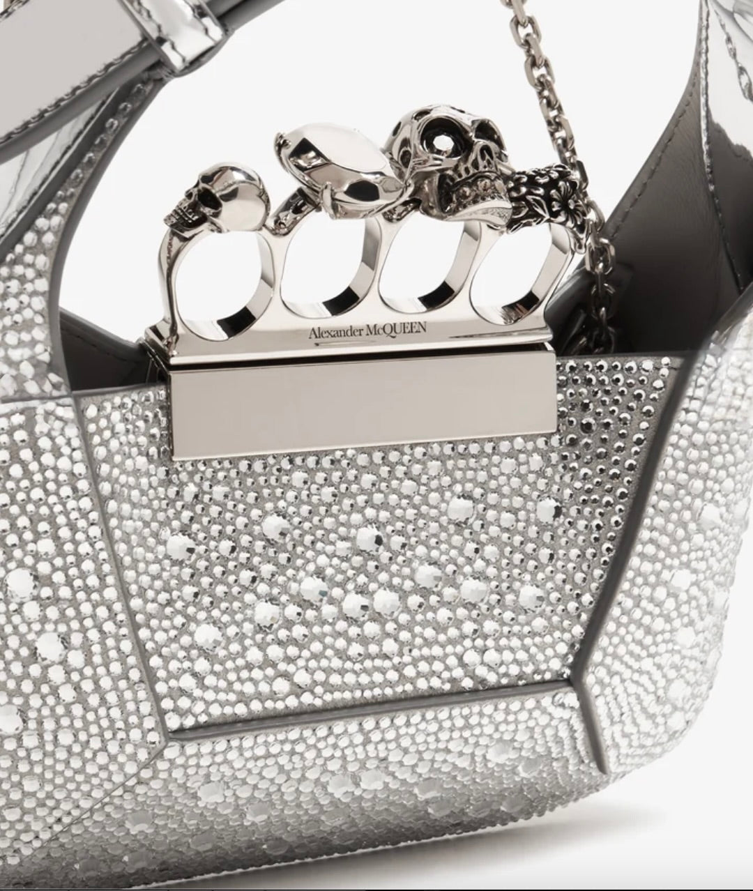 6993 - Alexander McQueen Jewelled Mini Hobo - Silver Crystal - NIB