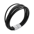 CURATED by Kira black braided leather wrap bracelet with a stainless steel magnetic clasp