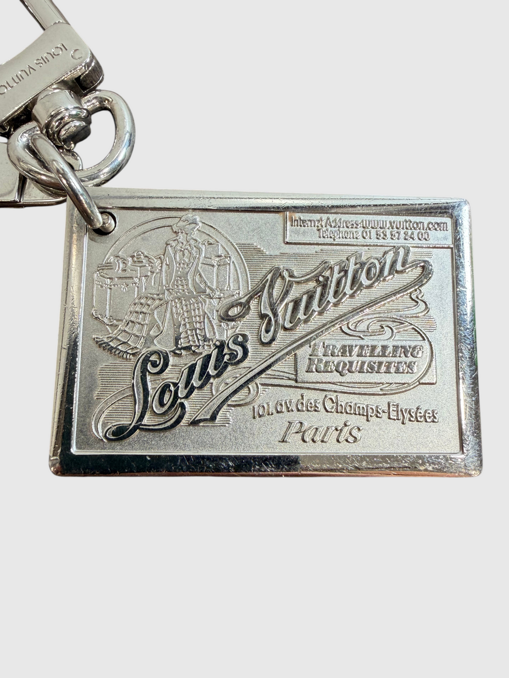 CURATED by Kira collectible Louis Vuitton Traveling Requisites silver-tone metal keychain bag charm