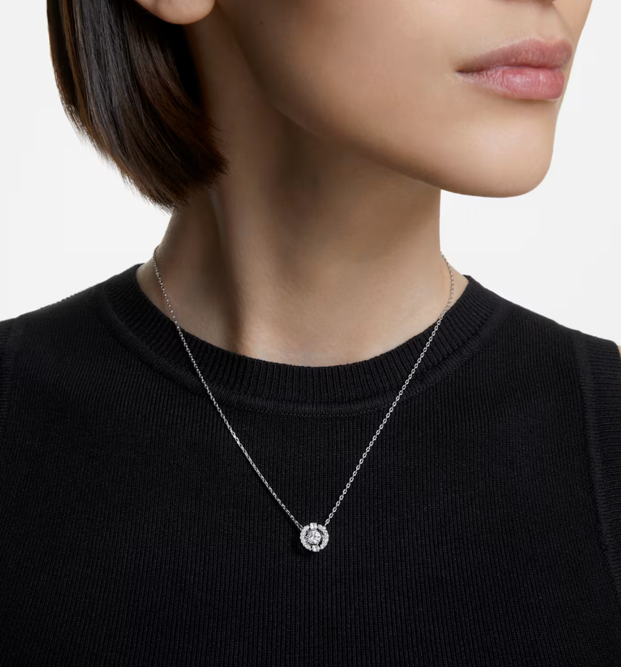 Swarovski Una Floating Crystal Pendant Necklace - NWT - Rhodium Plated