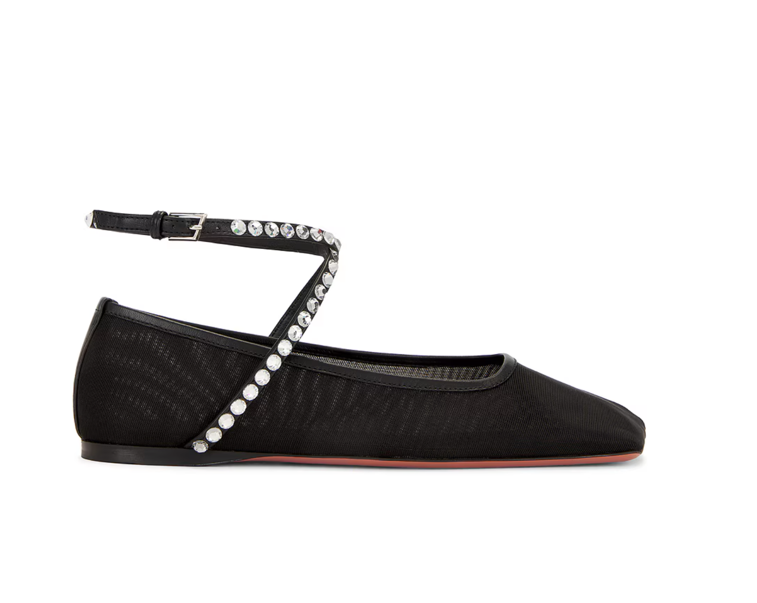 AMINA MUADDI Ane Mesh Crystal Flat in Black - Size 39 - NIB