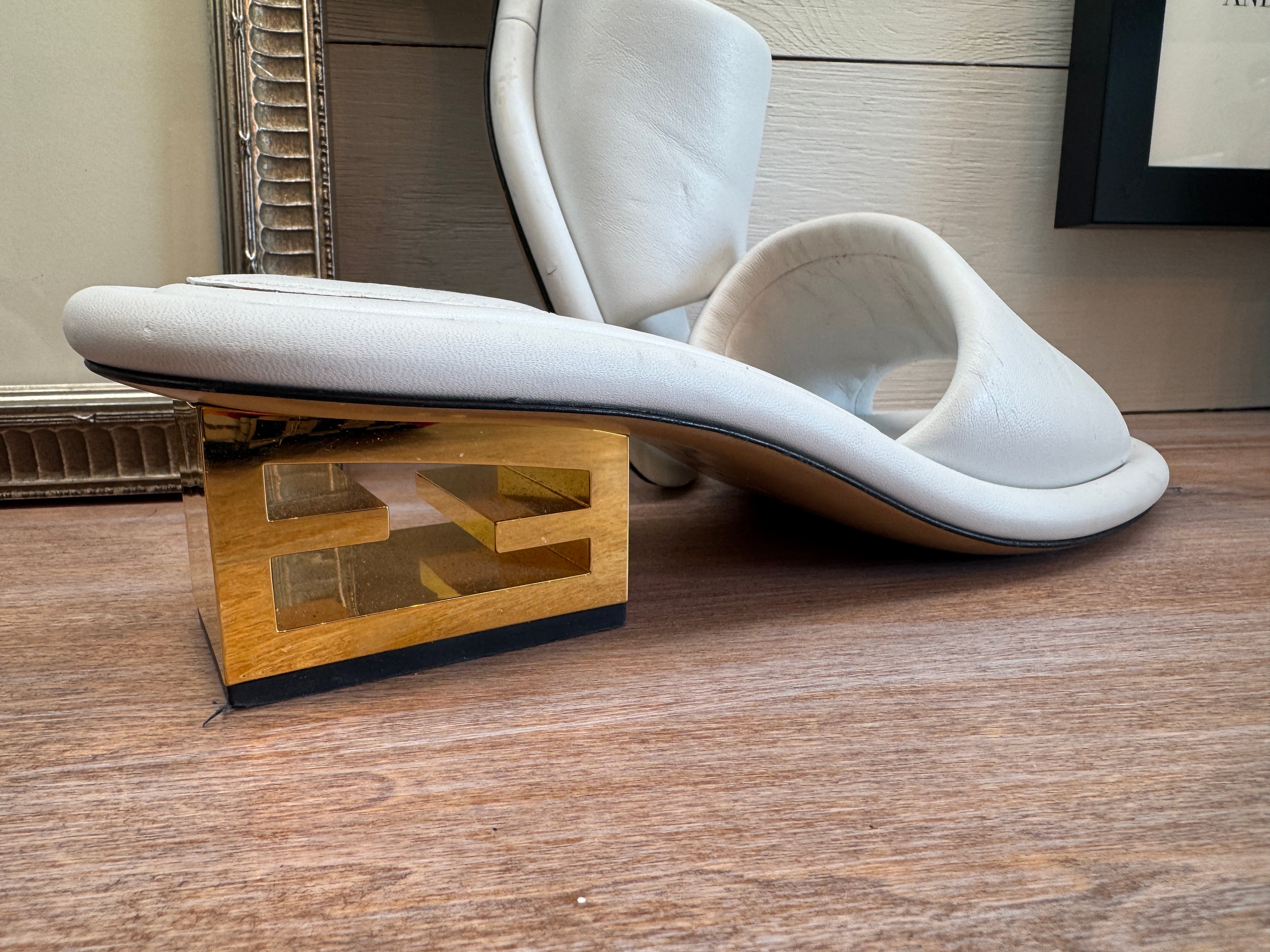 Fendi Interlocking FF Block Heel Slide Sandals - Size 41