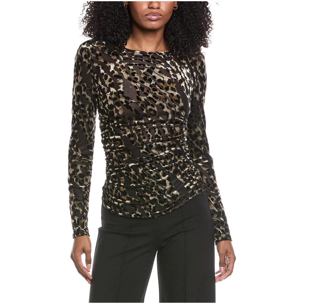 Ramy Brook Stefania Velvet & Mesh Blouse - Size XS - NWT