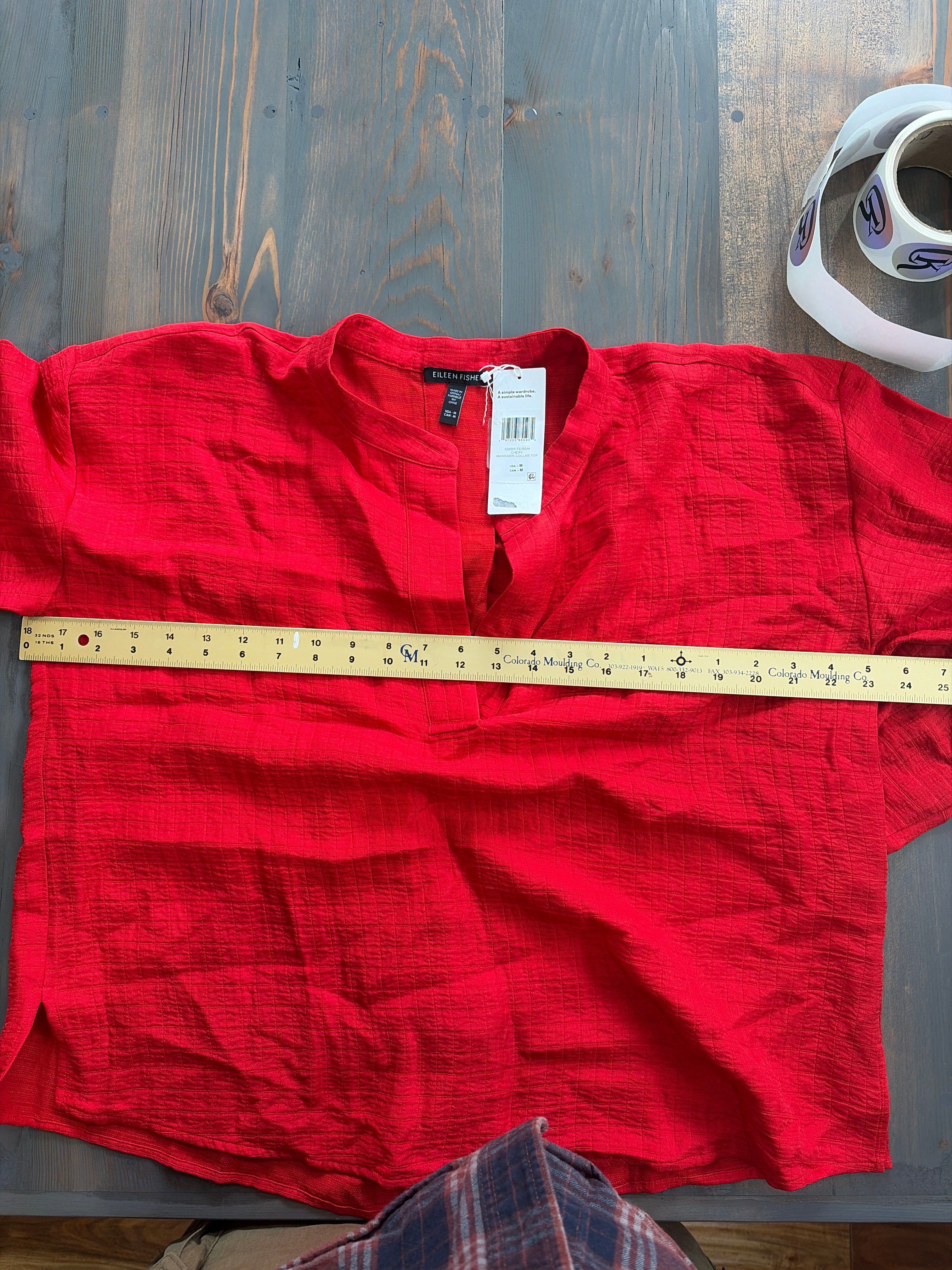 Eileen Fisher Cher Mandarin Collar Top - Size M - NWT