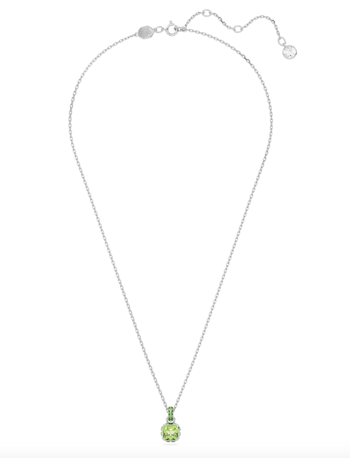 Swarovski August Birthstone Pendant Necklace Rhodium Plated Square Cut  - New in Box