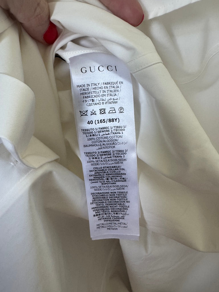 4468 - Gucci Crystal Embellished Collar Cotton Poplin Shirt - Size 40 - NWT - Retail $3500