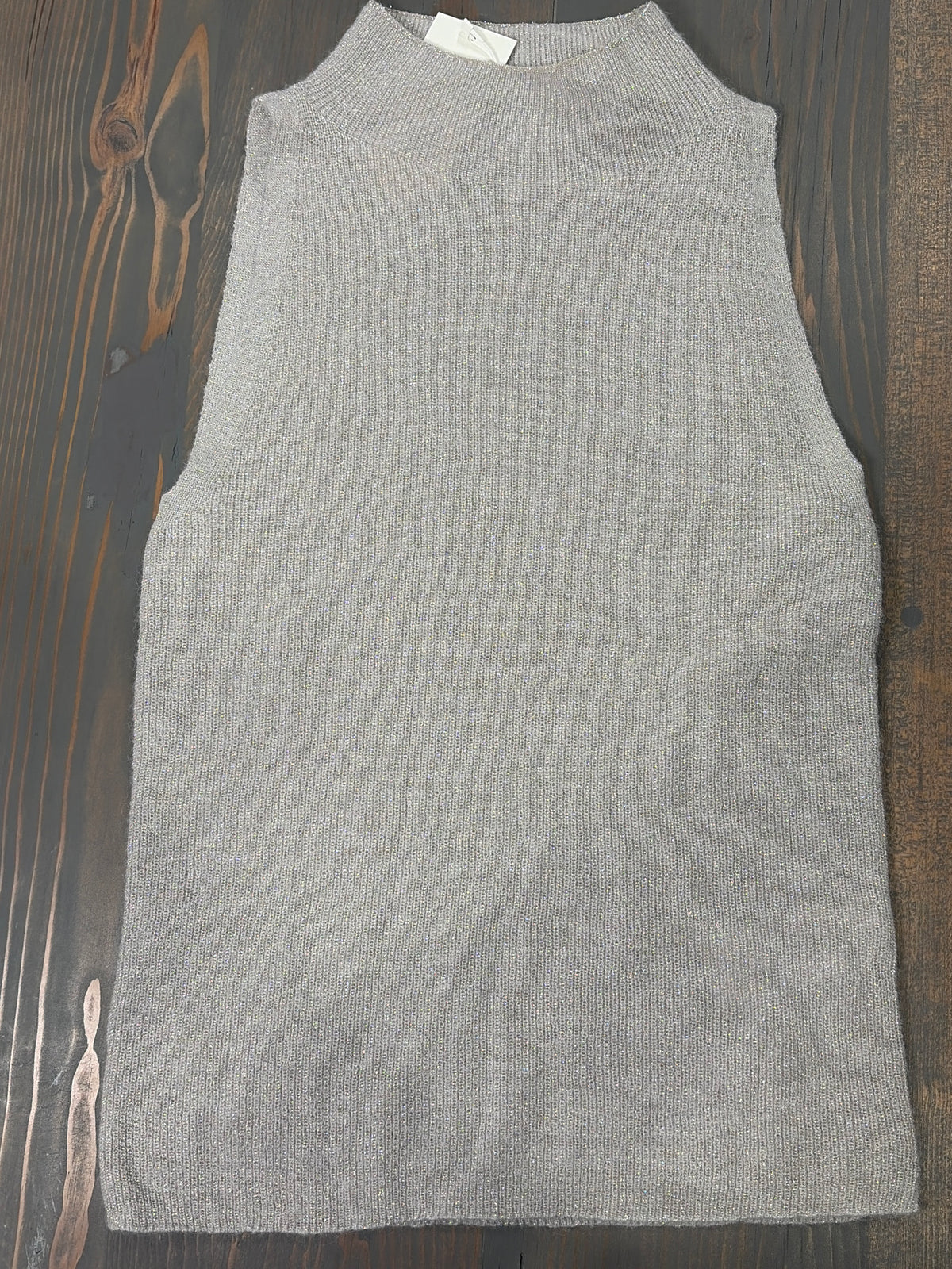 Vince Metallic Mock Nk Grey Basic - Size XS - NWT - XS / Grey / 34% Alpaca/ 51% Polyamide/ 2% Wool/ 13% Metallic