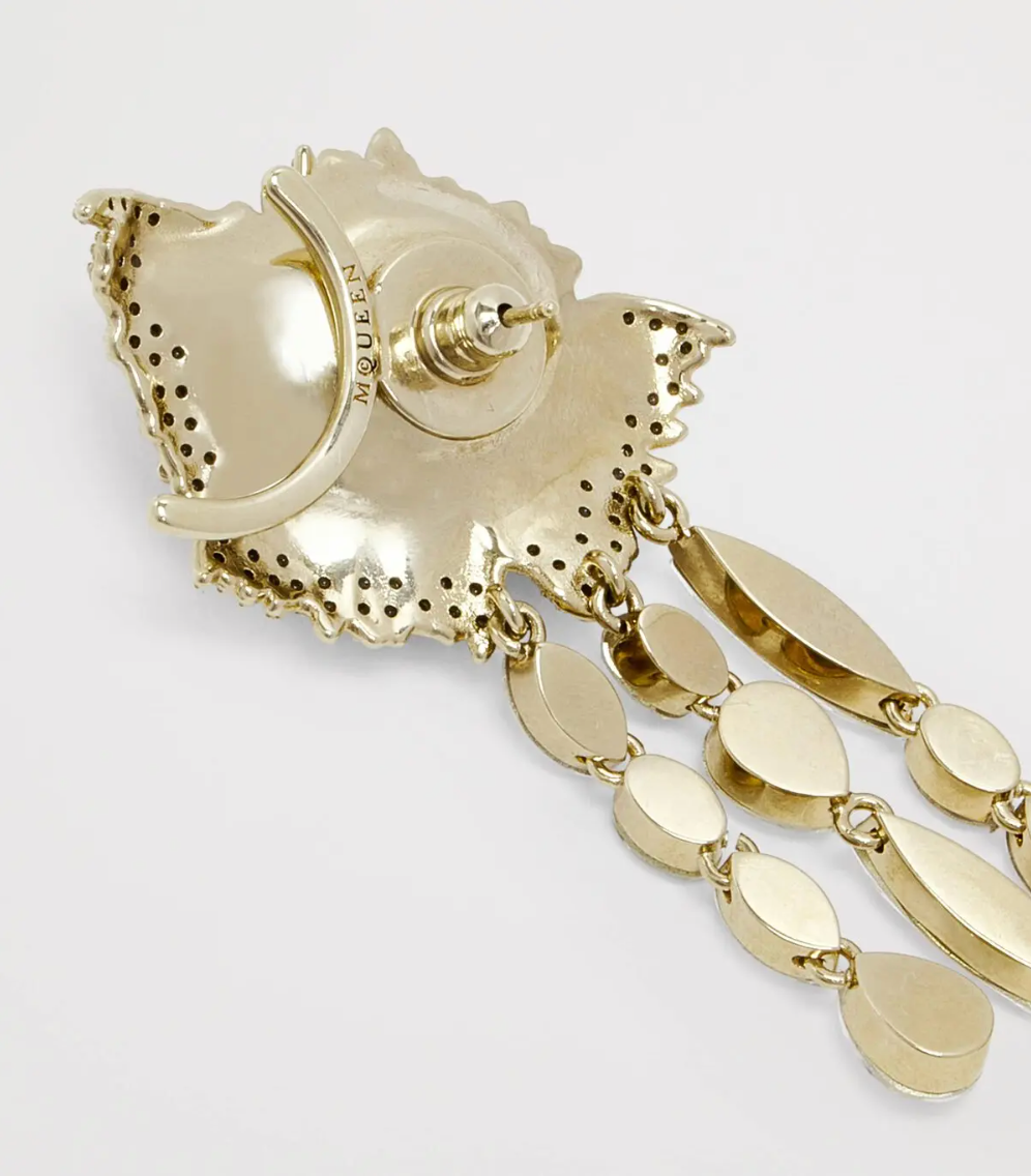 7376 - Alexander McQueen Embellished Carnation Drop Earrings - New