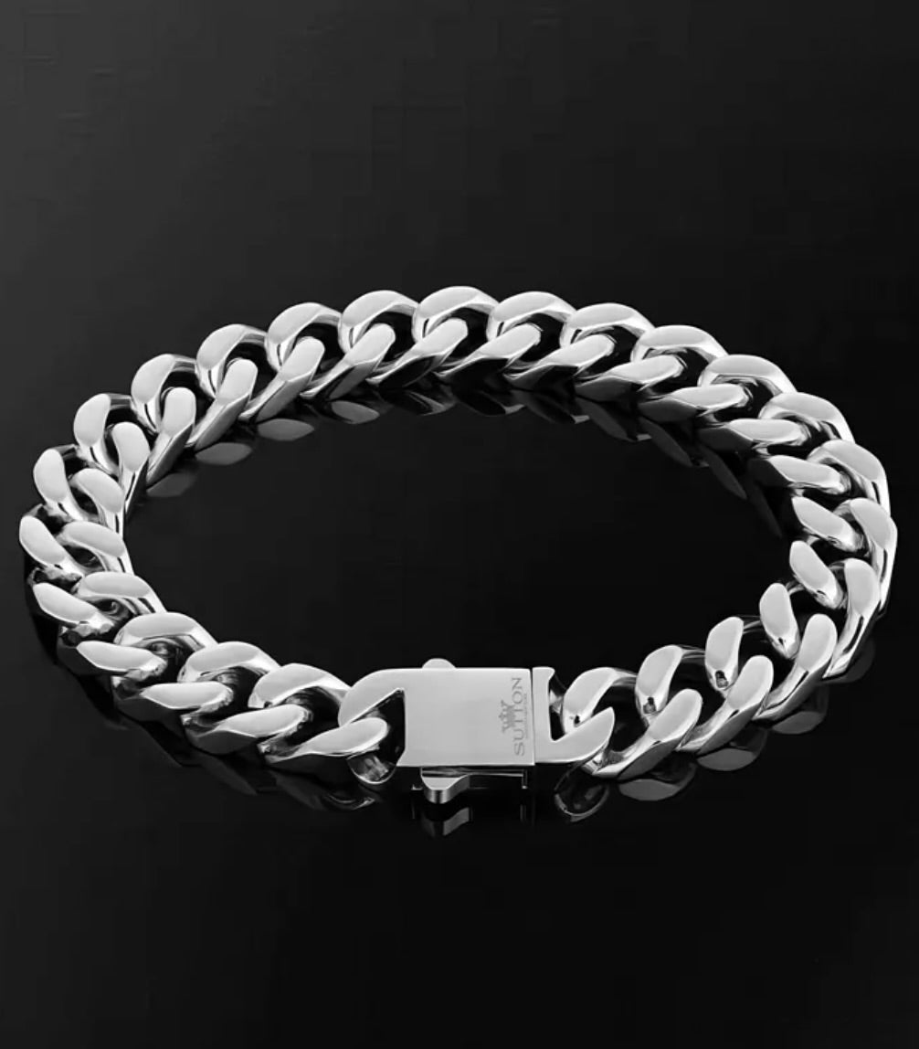 Sutton Stainless Steel Miami Cuban Chain Bracelet