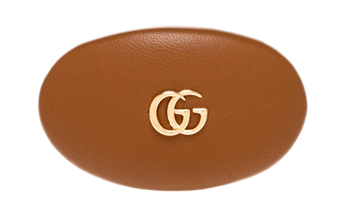 7279 - Gucci Brown Leather GG Hair Barette - New