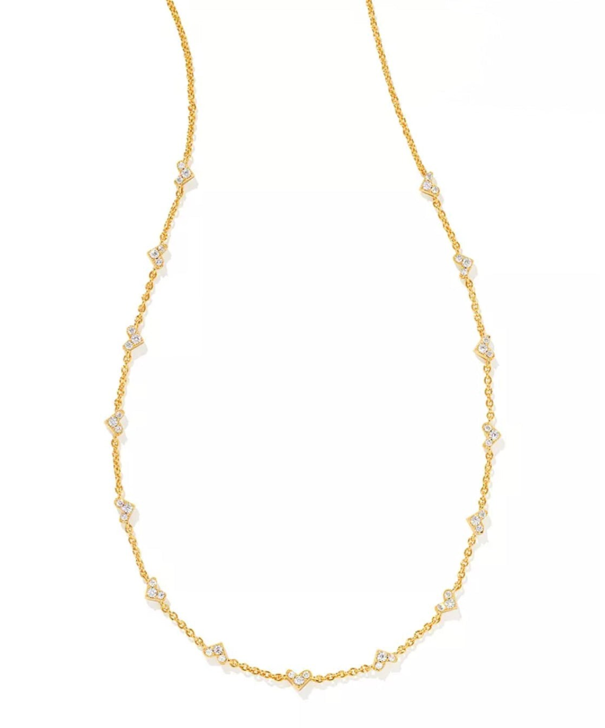 CURATED by Kira Kendra Scott Haven pavé heart necklace in 14K gold-plated metal with delicate crystal accents.