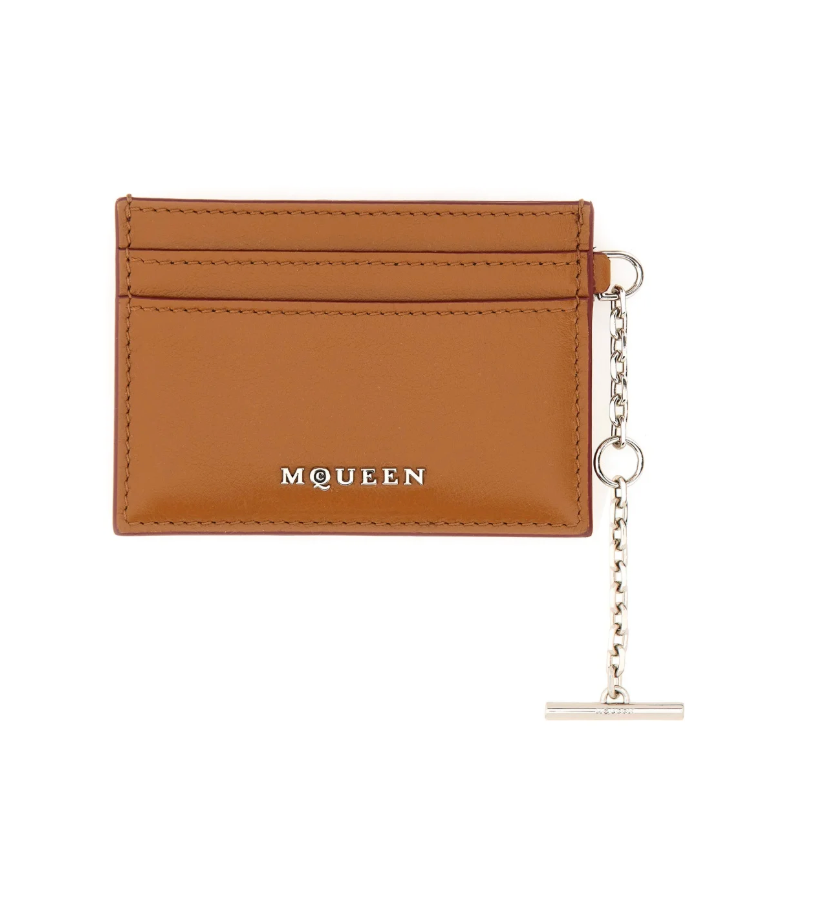 7440 - Alexander McQueen T-bar Cardholder Pecan - NWT