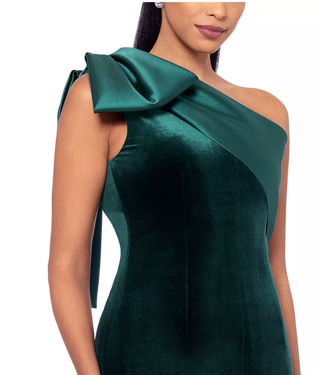 Aqua Hunter Green Velvet Gown - Size 8 - NWOT