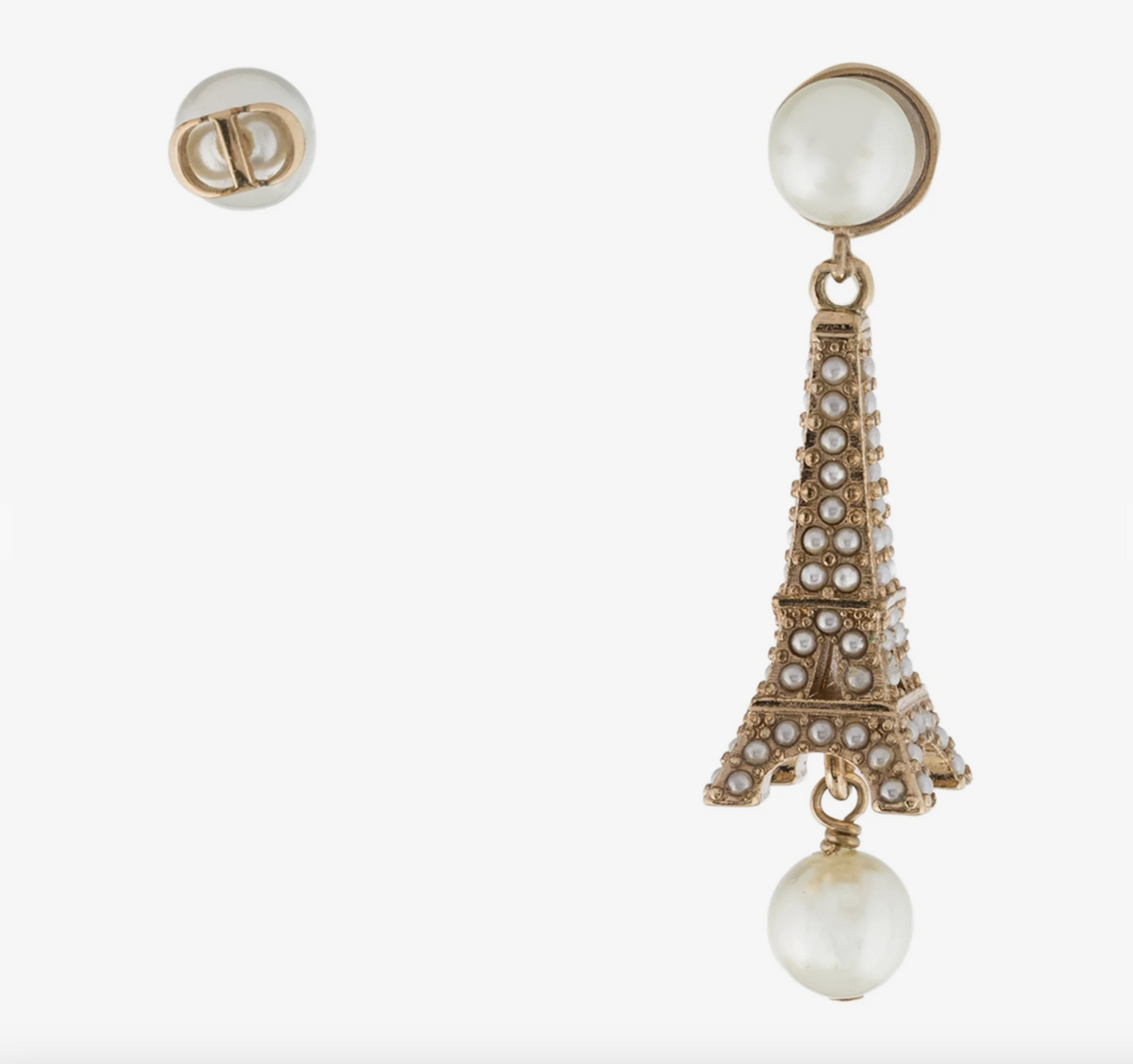 5150 - Dior Tribales Eiffel Tower Faux Pearl Silver Earrings - New with Box