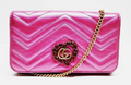 Gucci Marmont Wallet on Chain - Metallic Pink with Red Crystal GG Heart