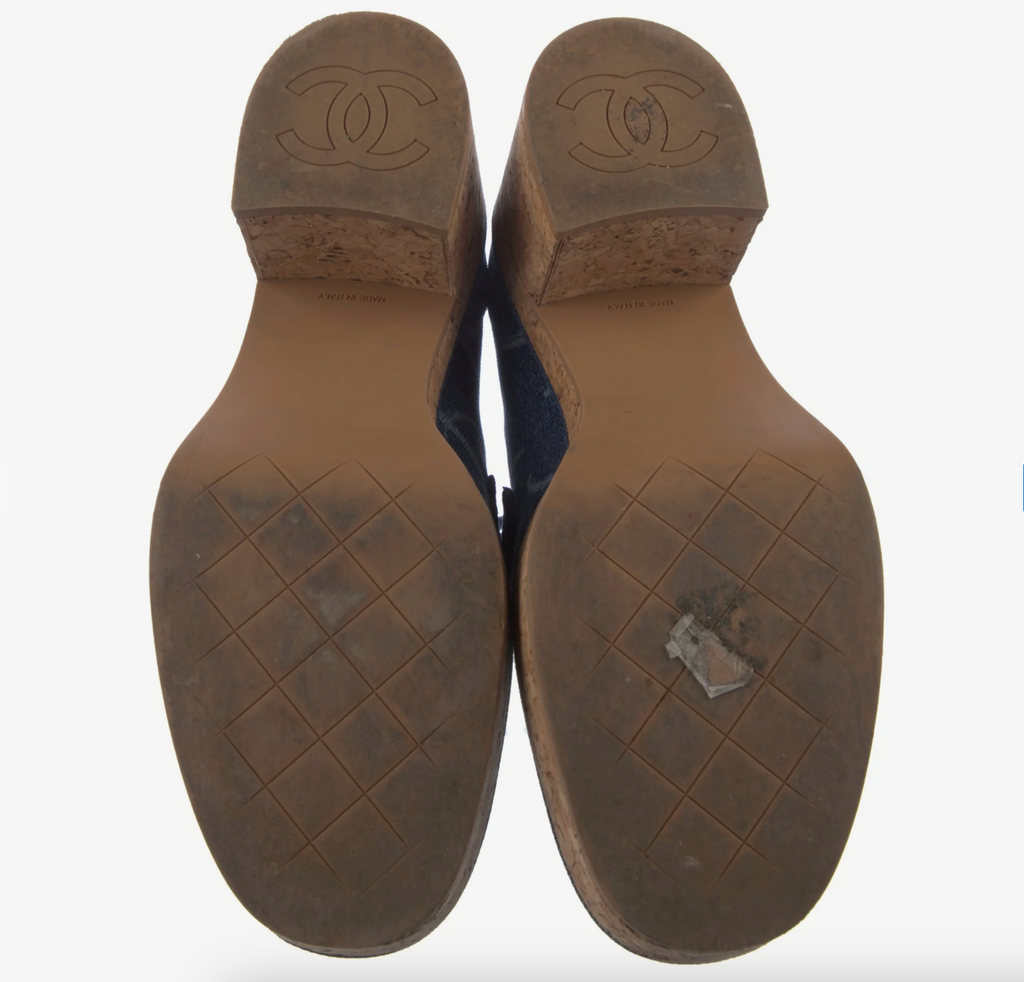 7008 - 2023 Interlocking CC Logo Denim Platform Loafers - Size 41
