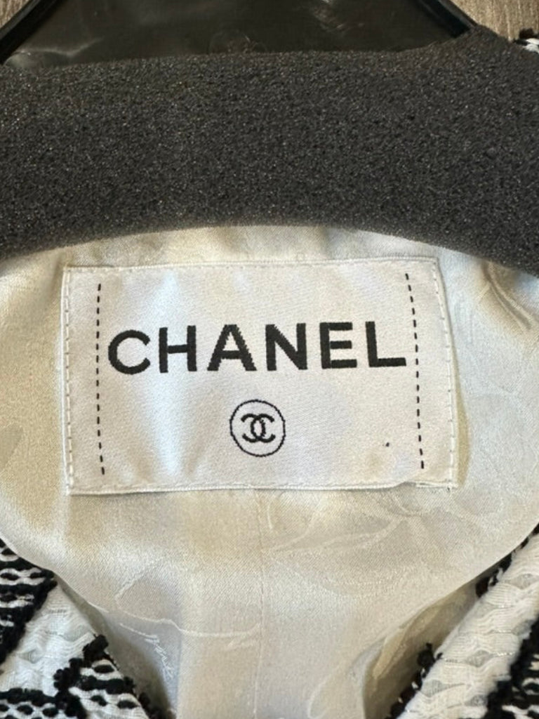 Chanel Black & White Geometric Tweed Evening Jacket