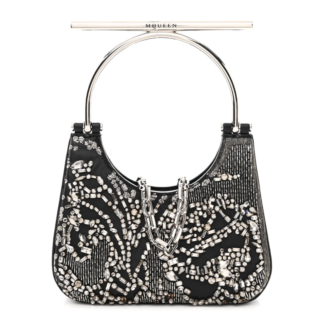 6990 - Alexander McQueen Mini T-Bar Crystal & Bead Embellished Bag - NIB