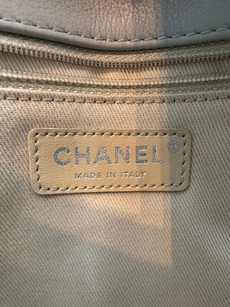 Chanel Single Flap Accordion - Light Gray with Silver Hardware