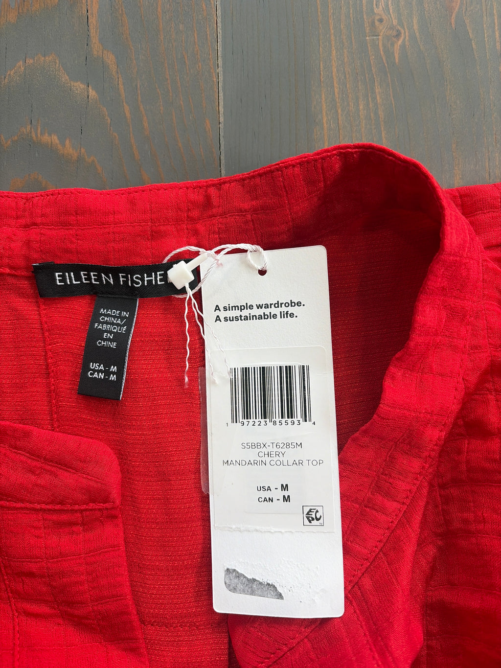 Eileen Fisher Cher Mandarin Collar Top - Size M - NWT