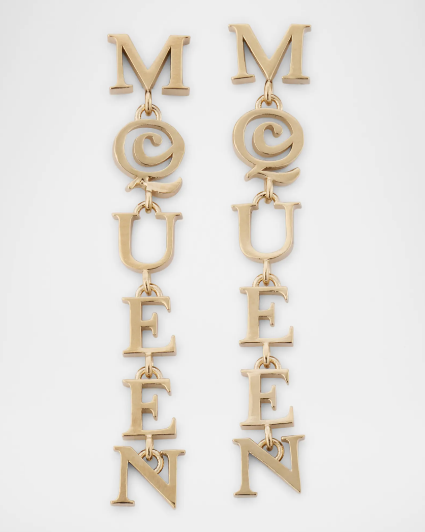 6975 - Alexander McQueen Logo Drop Earrings - NWT