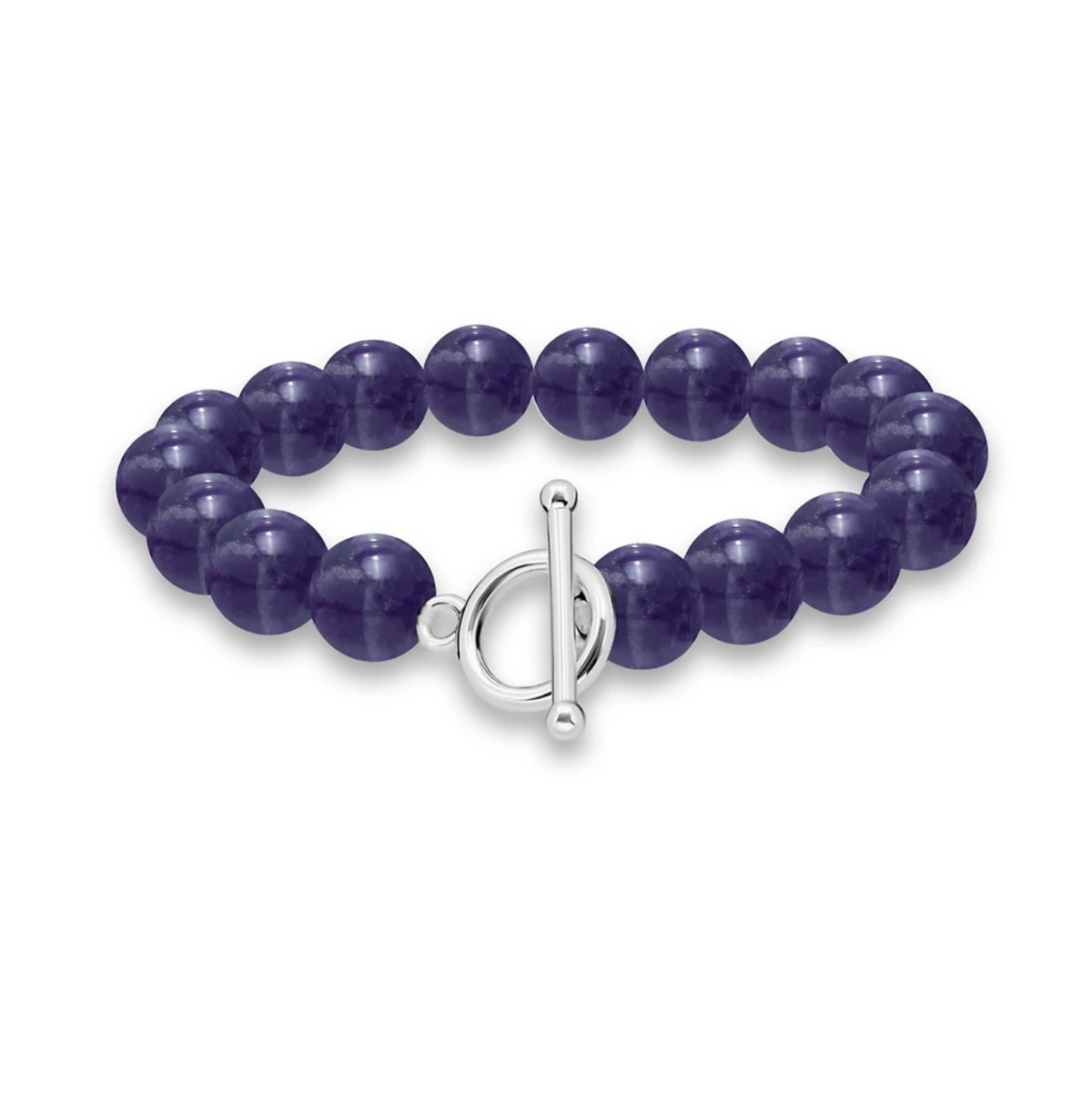 Macy's Silver Plated Genuine Amethyst Stretch Bracelet - NWT